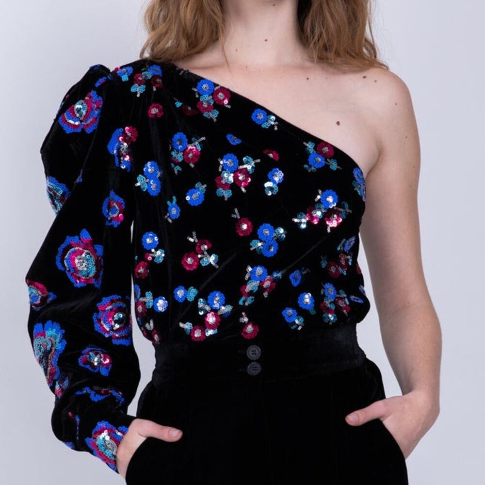 SABINA MUS’AYEV VELVET AND SEQUENCE SOVANA TOP SZ L
